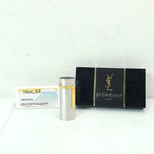 YVES SAINT LAURENT YSL Gas Lighter Silver Gold /w box Ignition confirmed Vintage picture