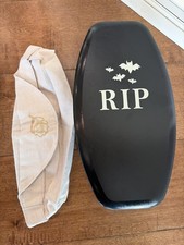 Rare 2015 Longaberger “RIP”Halloween Coffin Casket Basket, Lid & Liner WOW picture