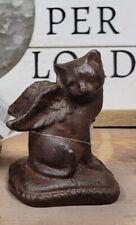 Cat with Angel Wings Figurine Kitty Memorial Statue Cast Iron Heavy Duty Brown picture