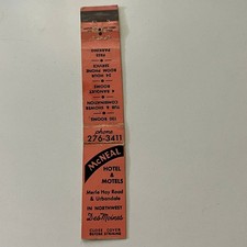 McNeal Hotel & Motels Urbandale Des Moines Vintage Slim Matchbook Cover SMM14-7 picture