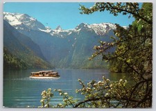 Postcard Königssee Lake Germany Bavaria Berchtesgaden Alps Boat View picture