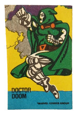 1985 Marvel Comics Doctor Doom Vintage Argentina Chocolate Sticker Card Rare  picture