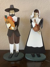 Edna Oar Young SET of Folk Art PILGRIMS Vintage THANKSGIVING Shadowdancer Inc picture