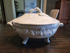 VTG Philippe Deshoulières Limoges California White Porcelain Footed Soup Tureen picture