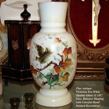 Antique Victorian White Opaline Glass 11