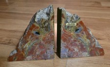 Vintage Polished Arizona Petrified Wood Bookends Matched Pair 5.5” picture