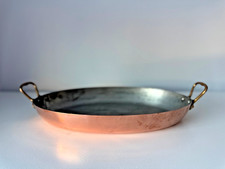 Vintage BonJour Copper Oval Au Gratin Pan /Roaster /Fish Skillet Brass Handles picture
