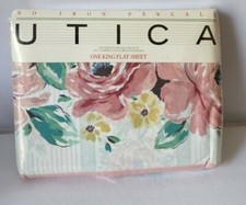 NWT VTG  Utica J.P Stevens Field of flowers Floral King Flat Sheet Pink  picture