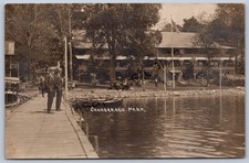 K32/ Canadarago Lake New York RPPC Postcard c1910 Park Hotel Dock 978 picture