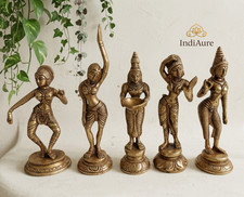 Brass Apsara Statues (Set of 5): Ethnic Spiritual Indian Decor picture