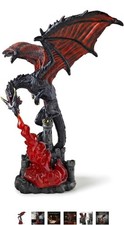 Dragon Statue Fantasy Figurines Gothic Game Room Decor Black Red picture
