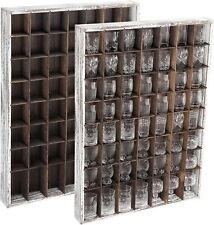 2 Pcs Rustic Wood Shot Glasses Holder Shot Glass Display Case Collection Disp... picture