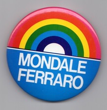 Mondale Ferraro 1984 Campaign Button Pin Political Jesse Jackson Rainbow picture