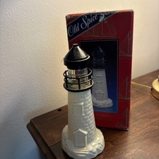 Vntg Old Spice Lighthouse Decanter After Shave 1/2 Full BOX & PAMPHLET Shulton picture