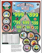 Pull Tab Tickets - Chips- Game- $2 Ticket - Nine Nine Nine - 3,955 ct picture