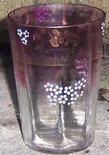 Clear to Purple Tumbler Handpainted Flowers Gold Band Victorian Glass Tableware picture