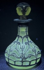 Antique Gorham Sterling Silver Overlay Scent Perfume Glass Bottle D 906 UV Glows picture