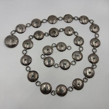 Vintage Navajo 46” Concho Belt 925 Sterling Silver w/Turquoise Cabochons 159g picture