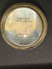 Vintage 1963 White Lake North Carolina Bubble Glass Paperweight NC picture