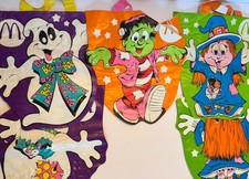 Lot of 5 VTG 90s McDonalds Halloween Vinyl Trick Or Treat Bags Witch Ghost Frank picture