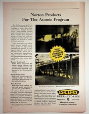 Norton Refractories 1955 Original Print Advertisement Atomic Program 8x11 picture