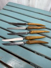 German Stag Antler Steak Knife Set Of 5 Vintage Anton Wingen Jr Solingen picture