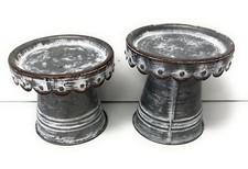 Farmhouse white washed candle holders SET OF  2,  5