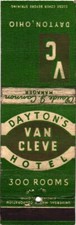 Dayton's Van Cleve Hotel Dayton OH Vintage Matchbook Cover 1950s picture