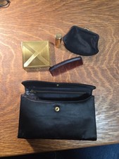 VTG PAUL BROWN Make-up Clutch WITH COMPACT,LIP STICK,COMB,& COIN PURSE. RARE. picture