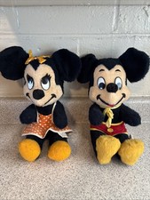 Vintage California Stuffed Toys Disney Mickey and Minnie Mouse Plush Set 11.5” picture