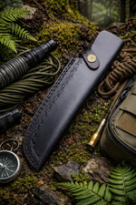 Genuine Black Leather Fixed Blade Knife Sheath Durable Belt Carry EDC picture