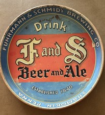 1930s F And S Fuhrmann Schmidt Beer Ale Tray Shamokin PA Brewing Co RARE 12” picture