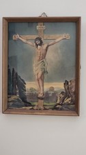 Vintage Crucifixion of Jesus Framed Religious Print Framed Catholic Christian picture