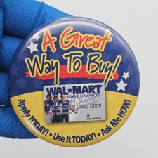 VTG Employee Walmart Pin Button Always Low Prices Credit Card Great Way To Buy picture