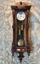 Vintage Antique Germany Striking Vienna Clock,2 Brass Weight,unusual Walnut Case picture