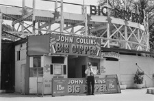 Police Officer In Front John Collins Big Dipper Roller Coaster Old Photo picture
