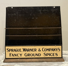 ANTIQUE SPRAGUE, WARNER & COMPANY FANCY GROUND SPICES METAL DISPLAY RACK (EY) picture