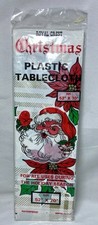 VTG Royal Crest Christmas Tablecloth Plastic 54x70 Poinsettia NOS picture