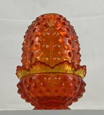 Vintage Fenton Art Glass Amberina Orange Hobnail Fairy Light Lamp picture