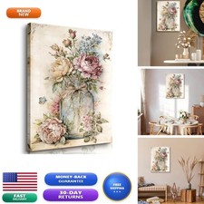 Vintage Rose Floral Canvas Wall Art 16x24in Wrapped Canvas Pink Victorian picture