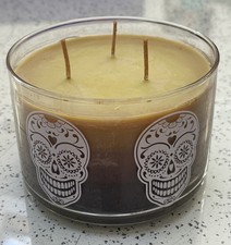 RARE Partylite Skeleton Fun Layered 3 Wick Jar Scented Candle LG SIZE NEW 32 Oz. picture