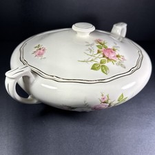 Vintage Canonsburg “Moss Rose” or “Rose Bouquet” Tureen Vegetable Serving Bowl picture