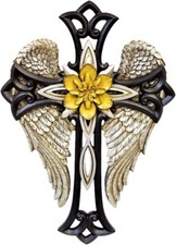 Angel Wings Cross with Flower Spiritual Wall Art Wall Cross Decor Blessing picture