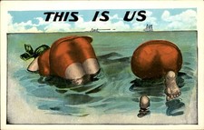Bathing beauties in the sea Humor P. Sanders c1910s Vintage Postcard picture