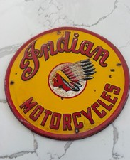 Vintage Indian Motorcycles Embossed Metal Advertising Sign Chief Motorcycle picture