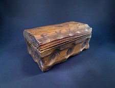 Vtg Rustic Wooden Box Primitive Artisan Hand Carved Trinket Jewelry Lobeco Spain picture