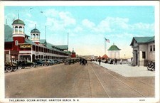 1927 THE CASINO THEATRE OCEAN AVENUE HAMPTON BEACH NH OLD CARS POSTCARD picture
