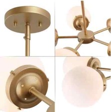 Frosted Glass Shades Gold Sputnik Chandelier with Uolfin Modern Globe Chandelier picture