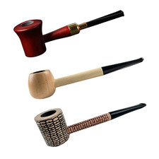 3 Durable Wooden Wood Smoking Pipe Tobacco Cigarettes Cigar Pipes Enchase Gift 3 picture