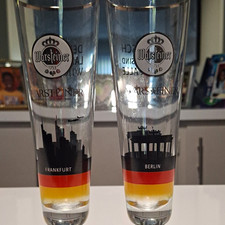 Warsteiner Pilsner Beer Glasses Berlin & Frankfurt Set Breweriana picture